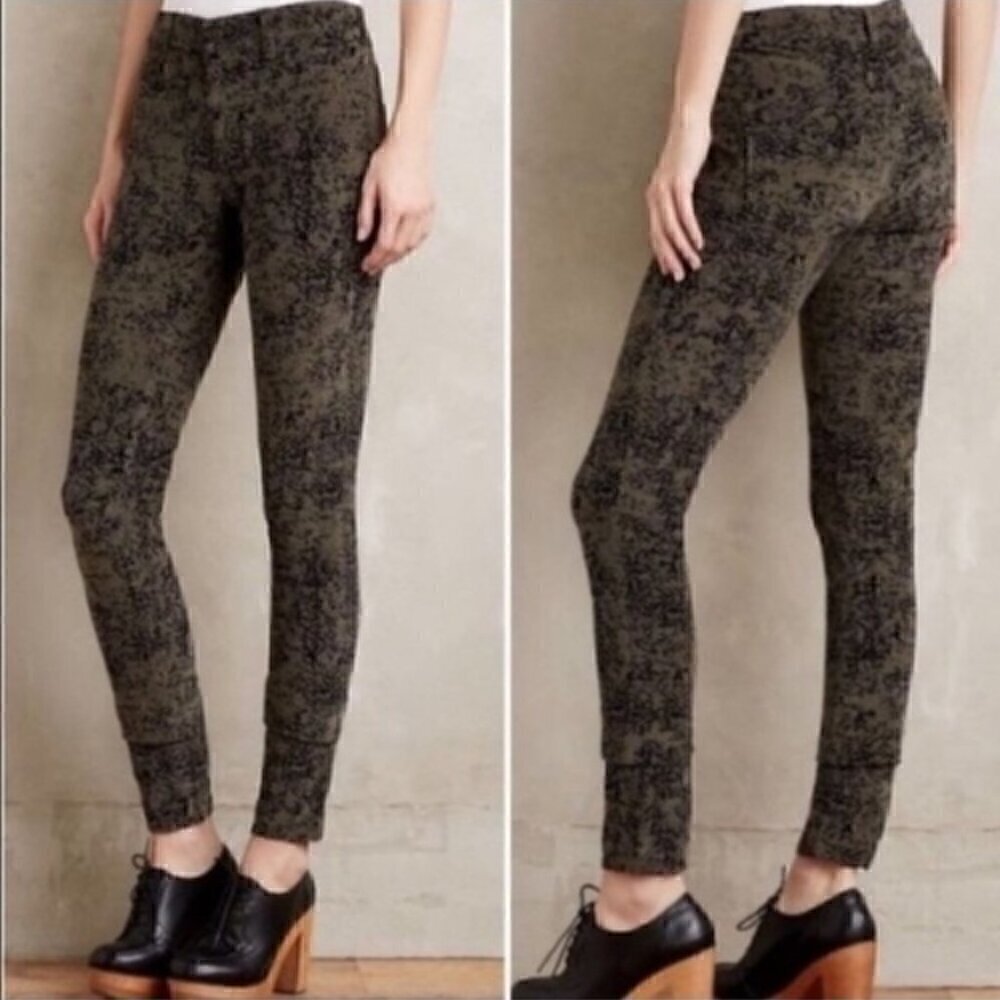 Anthropologie Pilcro and the Letterpress Serif Green & Black Corduroy Pants - Picture 3 of 16